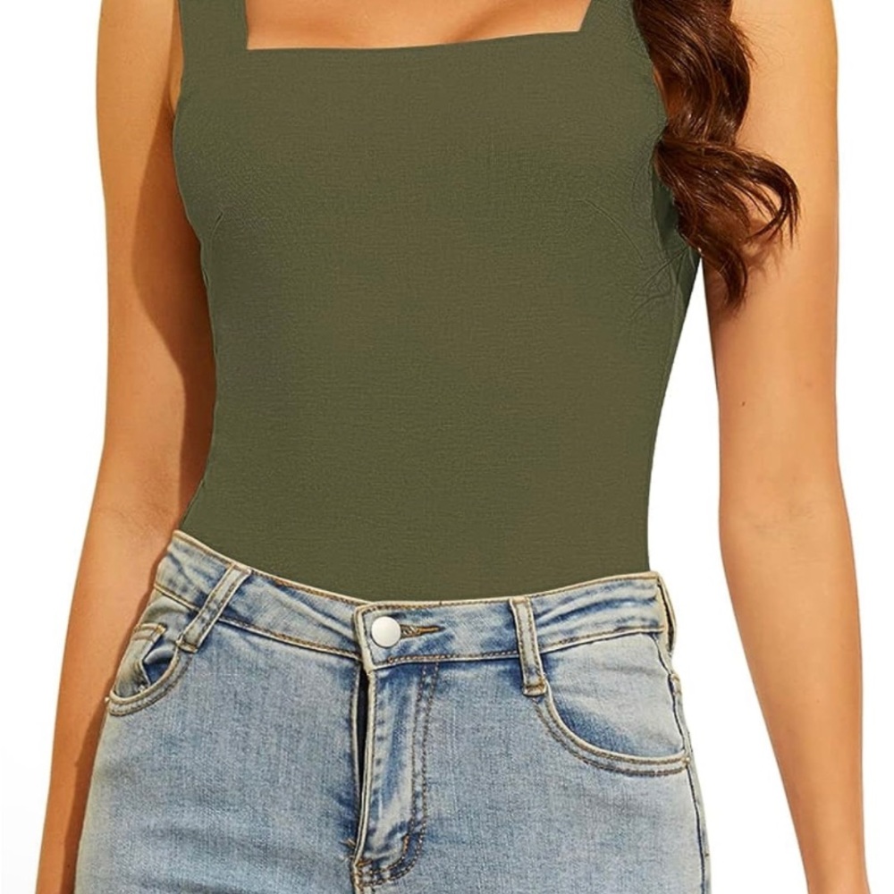 DACESLON NWT Women's Square Neck Sexy Backless BodySuit Sleeveless Casua…